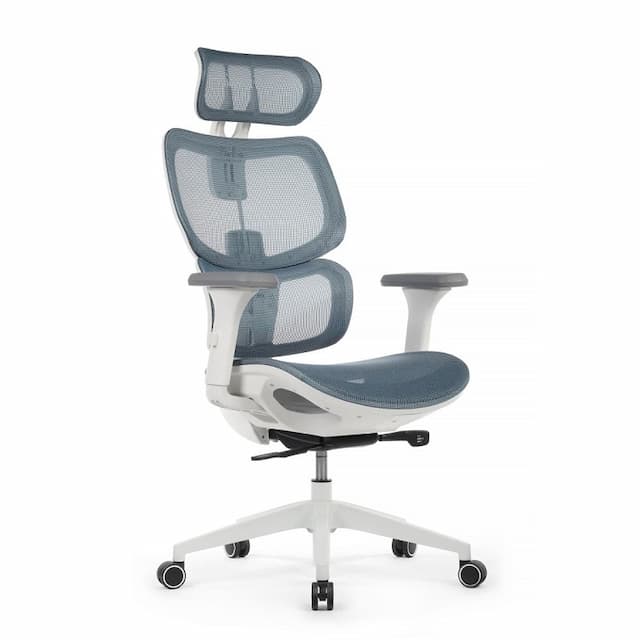 Кресло RV DESIGN Argo (W-228) синяя сетка / белый пластик