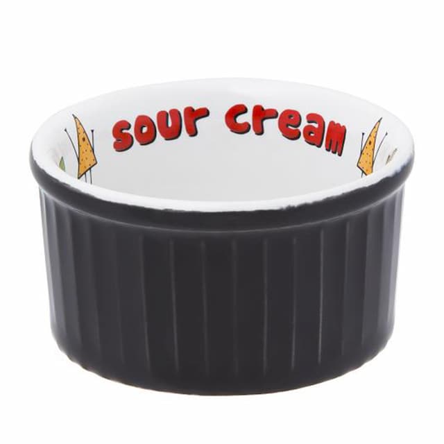 Рамекин 100мл d8см h4см Oxford, цвет черный с декором "SOUR CREAM" C12M-3B0P