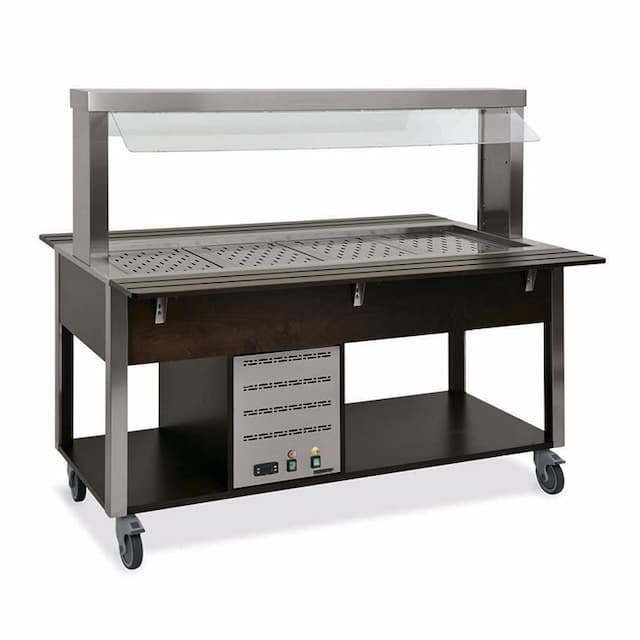 Стол Шведский тепловой (защитное стекло статичное) MetalCarrelli 6910.3-R (дуб)